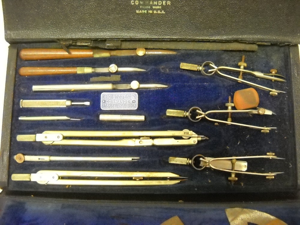 Vintage Dietzgen Commander Drafting Set Drawing Tools Owned By NASA Engineer