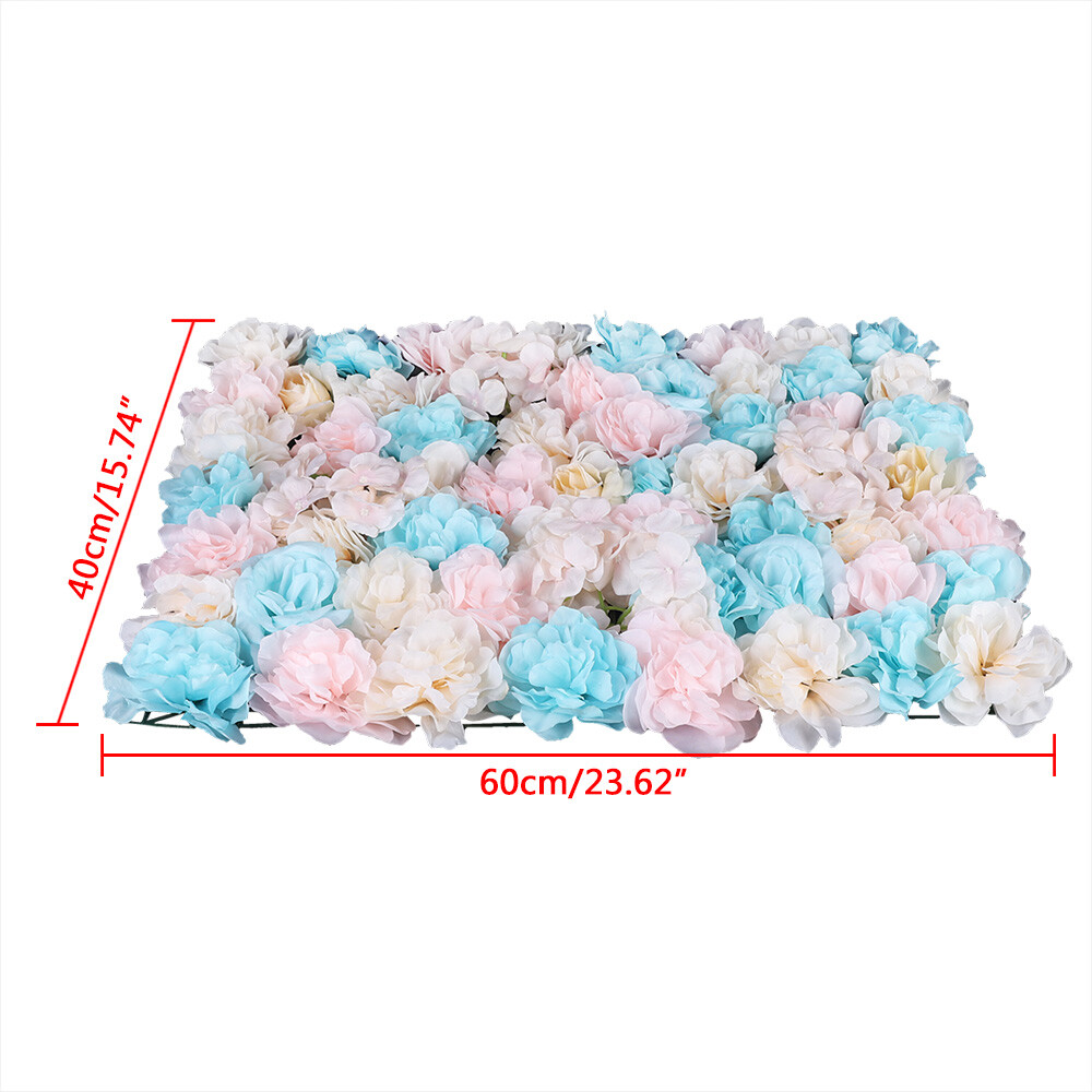 12PCS Artificial Flower Wall Panel White Hydrangea Rose Wedding Backdrop Decor