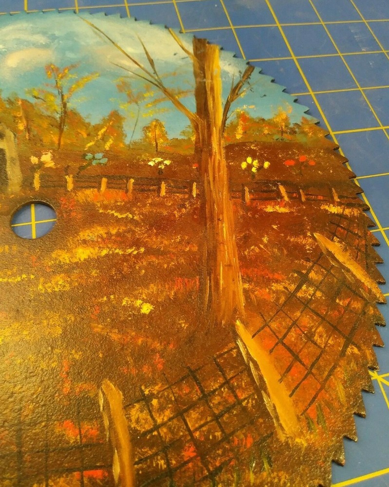 Hand Painted Saw Blade Art/ Signed C. Lewis