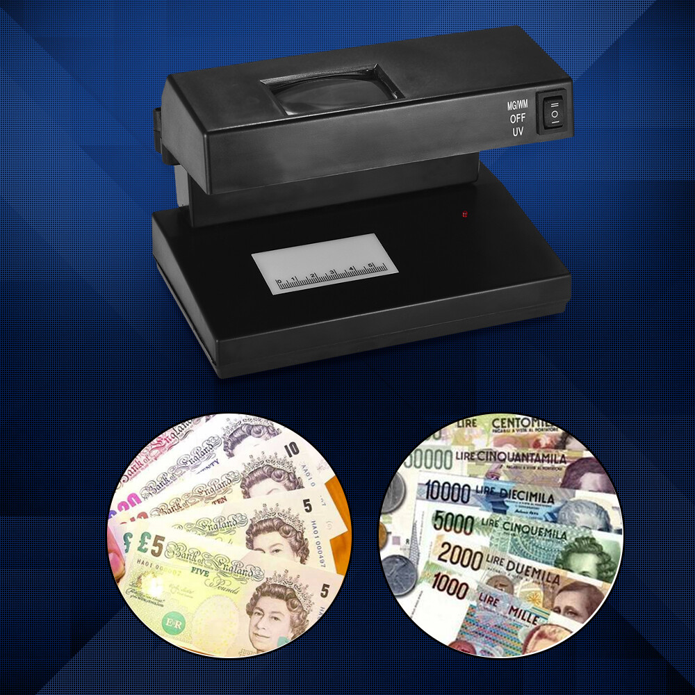 Desktop Counterfeit Bill Detector UV & Watermark Detection With Magnifier E7G9