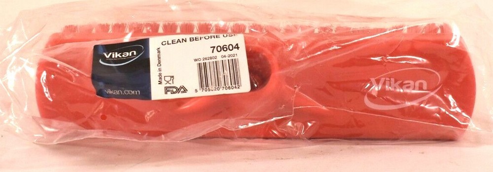 Vikan 70604 12" Deck Wall Scrub Stiff Red Polyester Replacement Brush Head