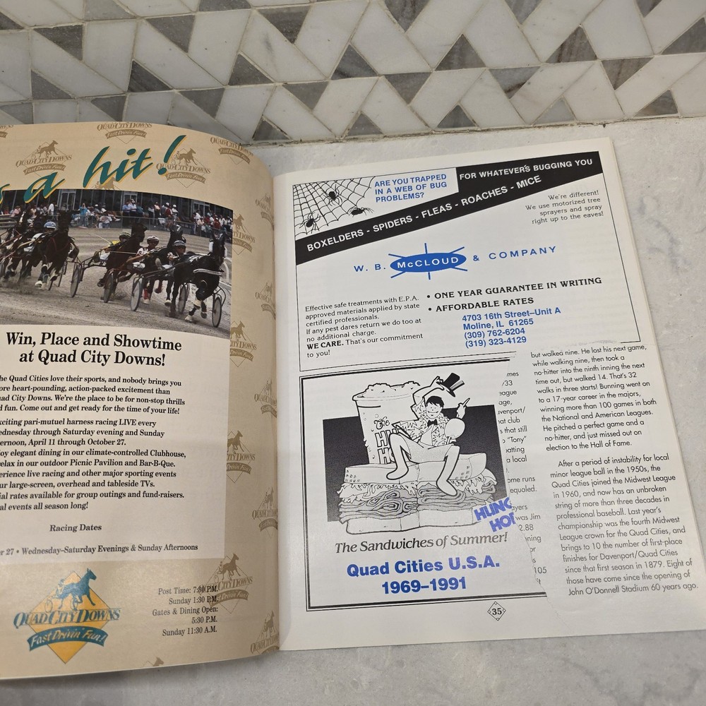 1991 QUAD CITY ANGLES YEARBOOK Minor League Baseball MIDWEST Program