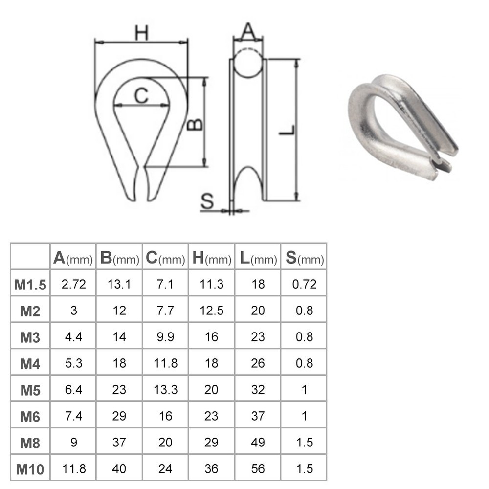 30PCS Car M6 Wire Rope Fixed Clamps with Triangular Ring Stainless Steel