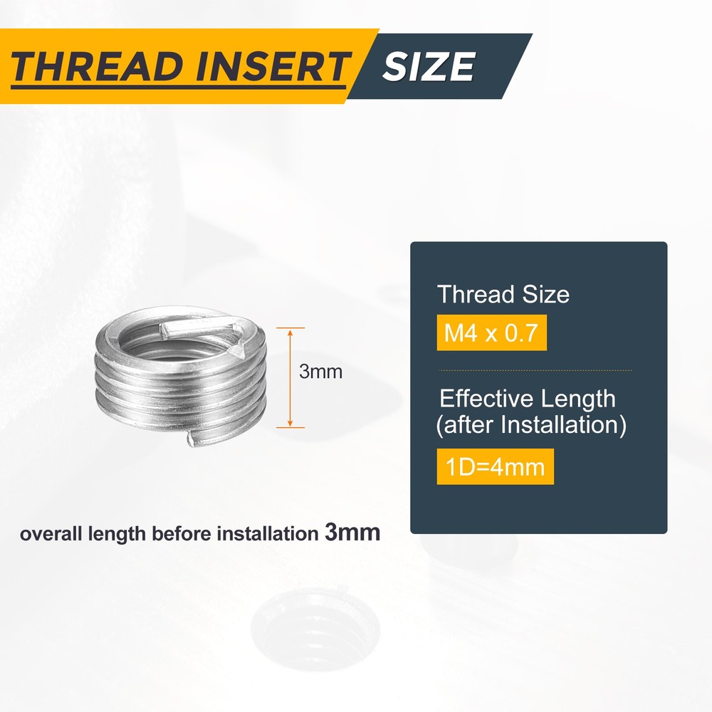 50pcs Wire Thread Inserts M4 x 0.7 x 1D Metric Helical Threaded Sleeve