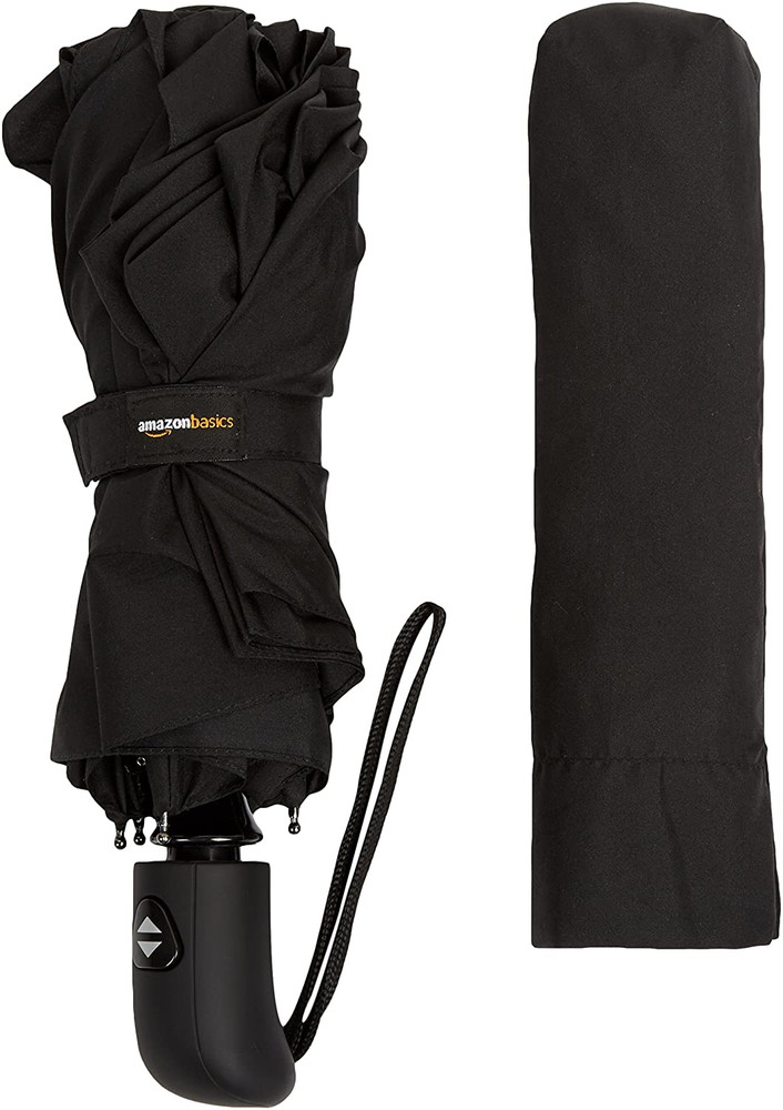 round Travel Umbrella with Auto Open/Close Button, Wind-Proof Compact Design, Wi