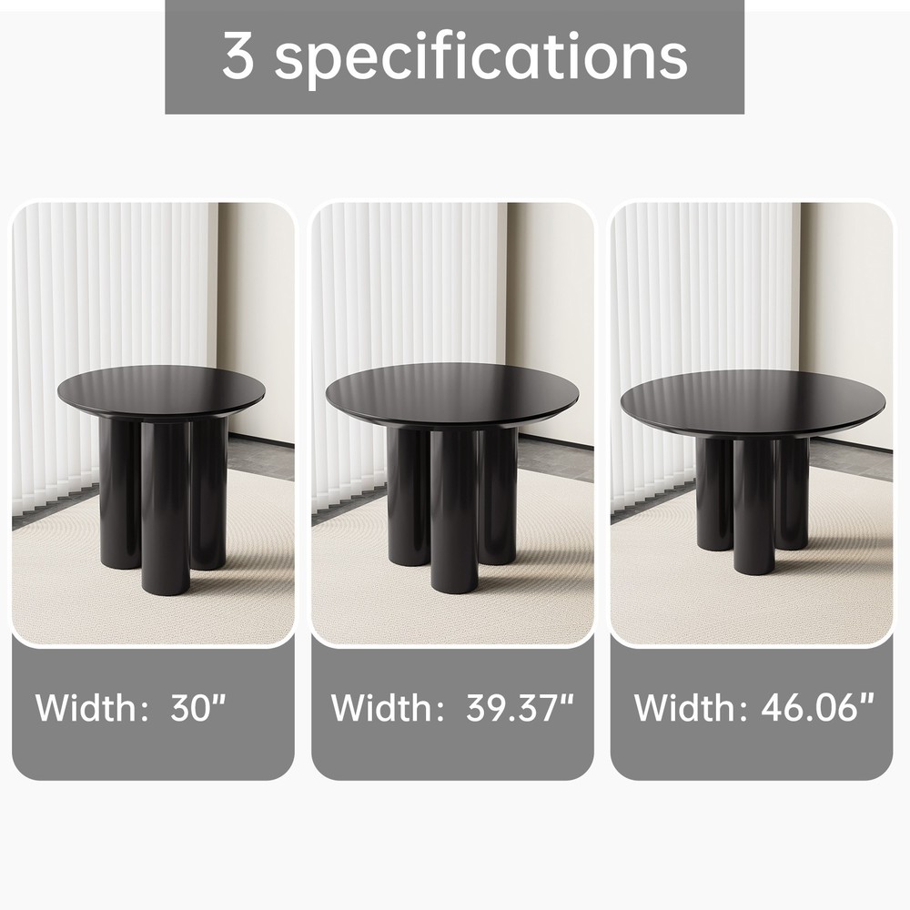 30" Round Dining Table Black Modern Kitchen Table Small Dining Room Table for 2
