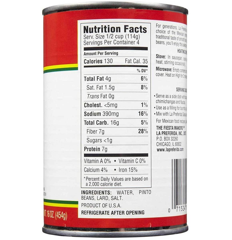 La Preferida Refried Beans Authentic - 15 Oz - Pack of 12