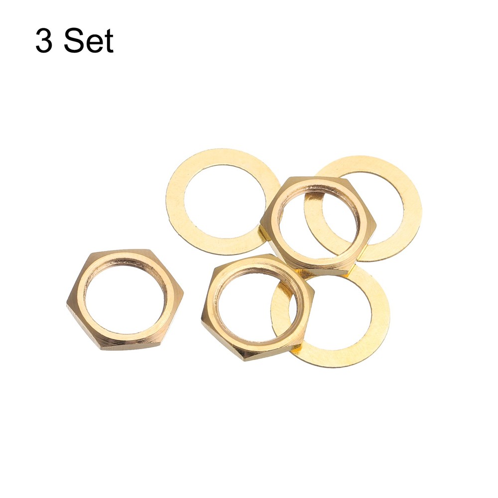 3Set Guitar Nuts and Washers 3/8" Guitar Input Output Jack Socket Nuts Gold
