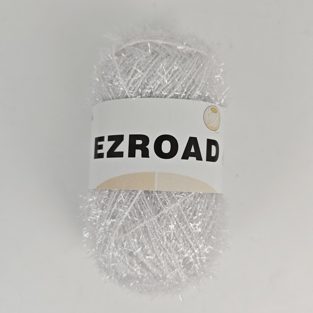 EZROAD White Silvery Scrubby Rayon Thread Yarn Polyester DIY Crochet
