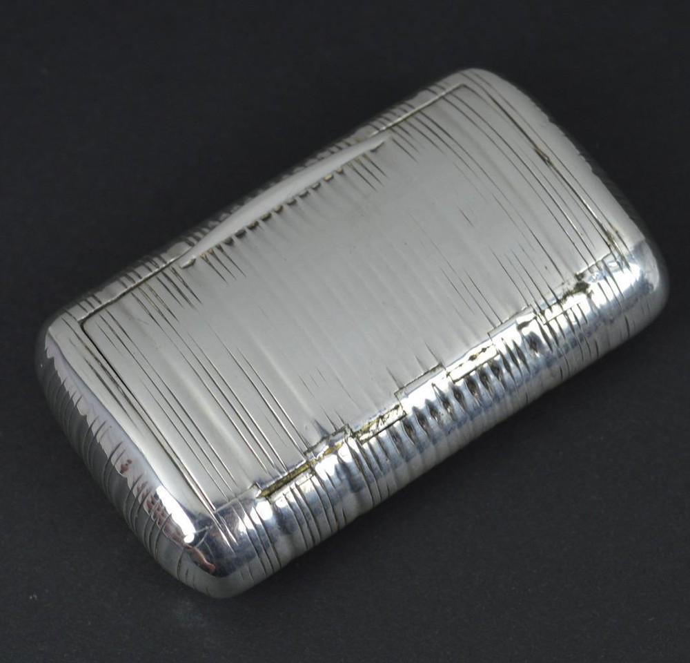 Early Victorian Silver Ribbed Curved Snuff Box