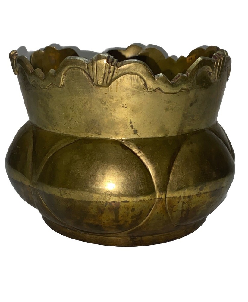 Vintage Solid Brass Bowl Planter Vase Heavy
