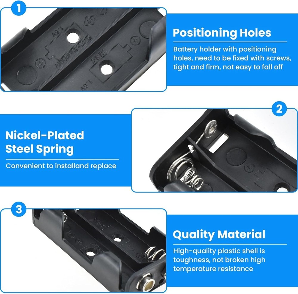 Durable 2X AA Battery Holder with I Type Snap Connector - 3 Volt Power Solution