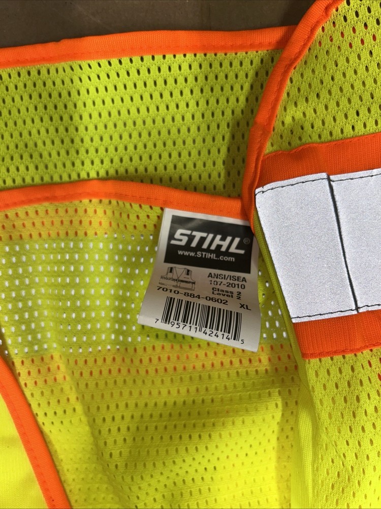 Lot/2 Stihl High Visibility Safety Vest Mesh Back Solid Front Class 2 Size XL