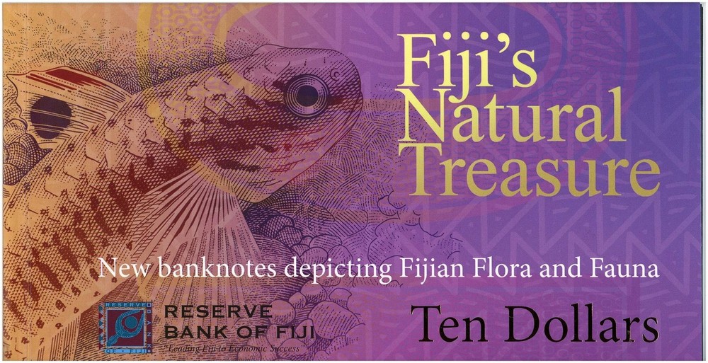 Fiji 10 Dollars, 2012 ND, P-116a, UNC w/ Folder-Card