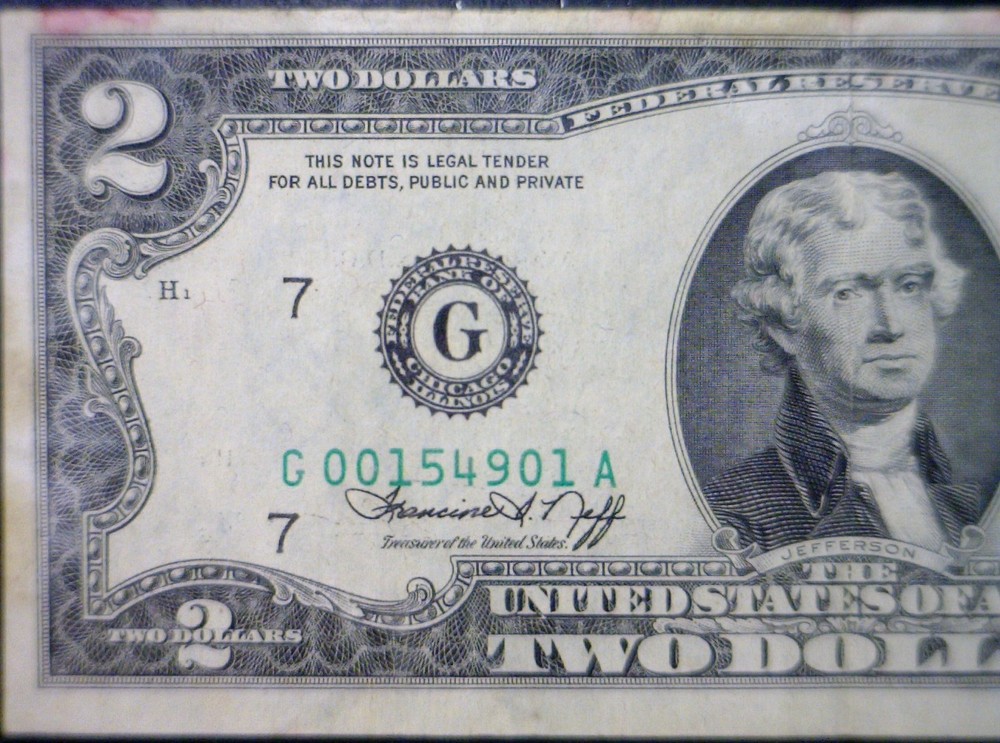 1976 ERROR $2 3rd Print Shift BICENTENNIAL Federal Reserve VF + Note Currency