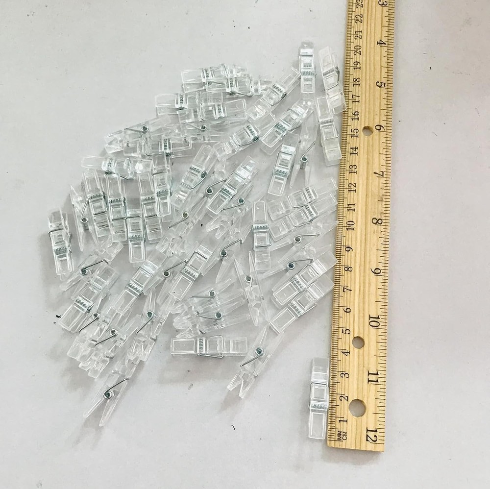 50PCS Clear Mini Spring Clips for Photos, Crafts & Laundry - Compact & Durable