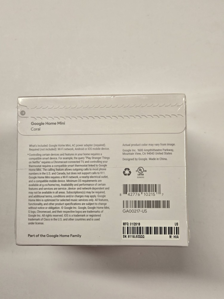 Google Home Mini - First Generation Coral New Sealed
