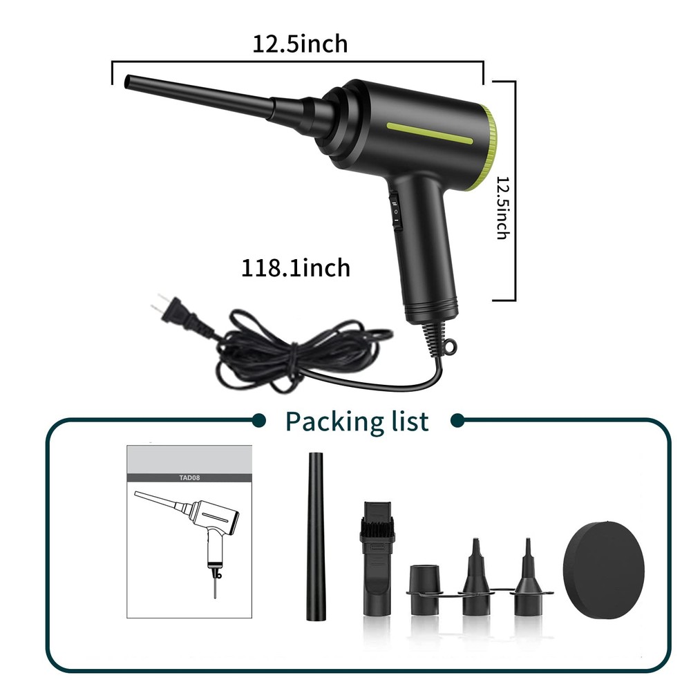 Compressed Blower, Handheld 500W 40000RPM Powerful Cored Duster for Computer ...