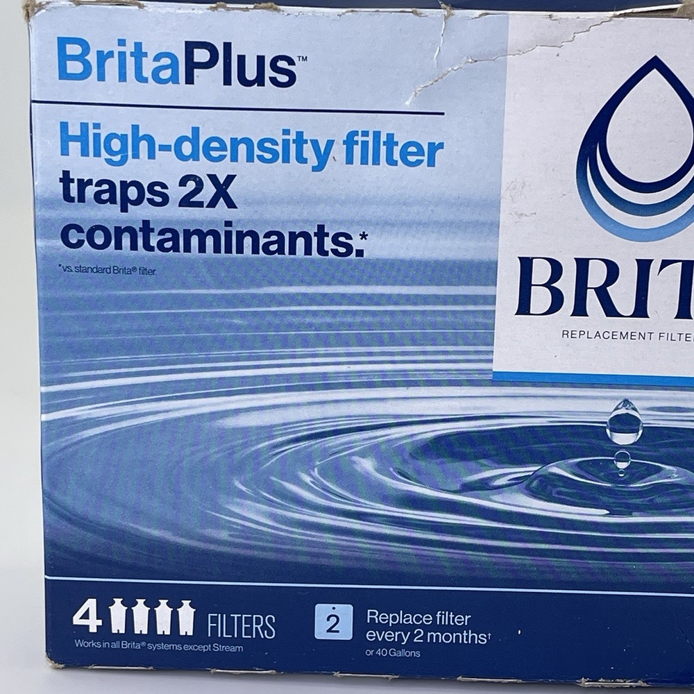 Brita Plus Replacement Water Filter, BPA-Free, High-Density Pitchers 4 PACK