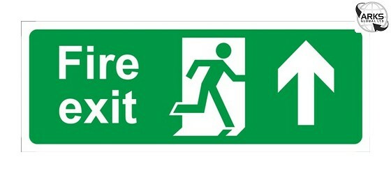 CASTLE PROMOTIONS Fire Exit Arrow Up - Rigid Polypropylene - 150mm x 400mm SS014