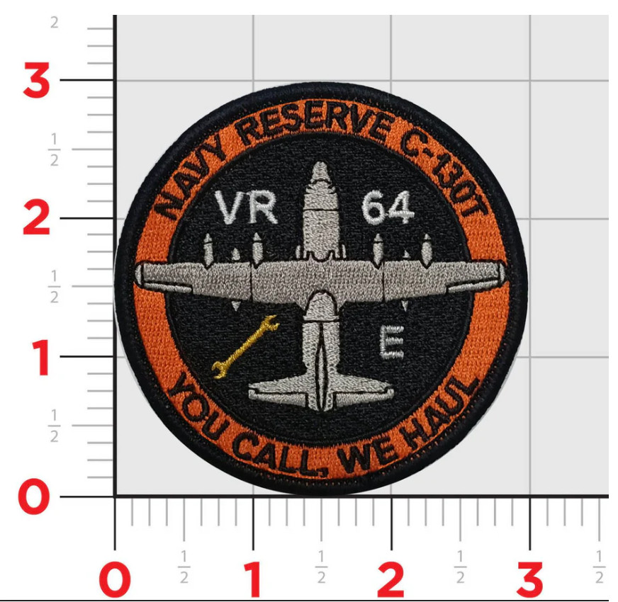NAVY RESERVE VR-64 CONDORS C-130 EMBROIDERED PATCH WITH HOOK & LOOP