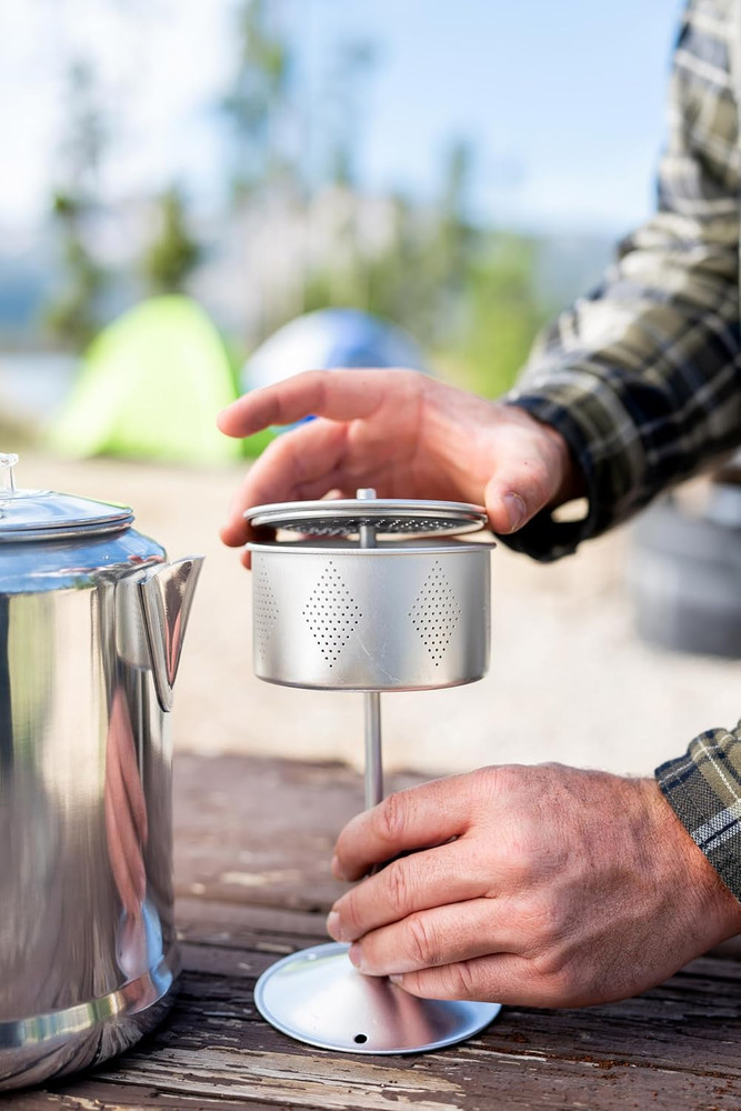 Aluminum Percolator Coffee Pot with Wire Handle