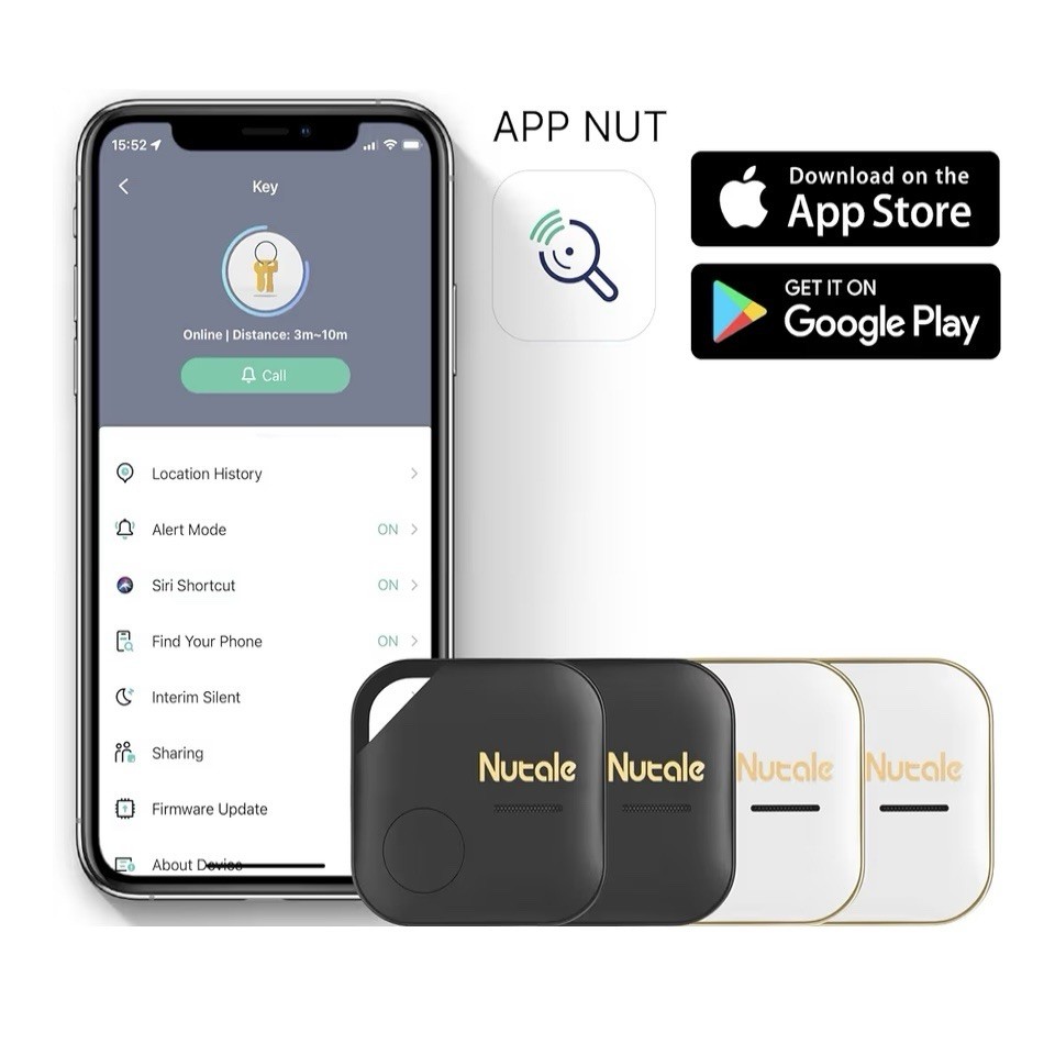 NEW Nutale Pro Key Finder Tag, Bluetooth Tracker Item Locator (4)- iOS & Android