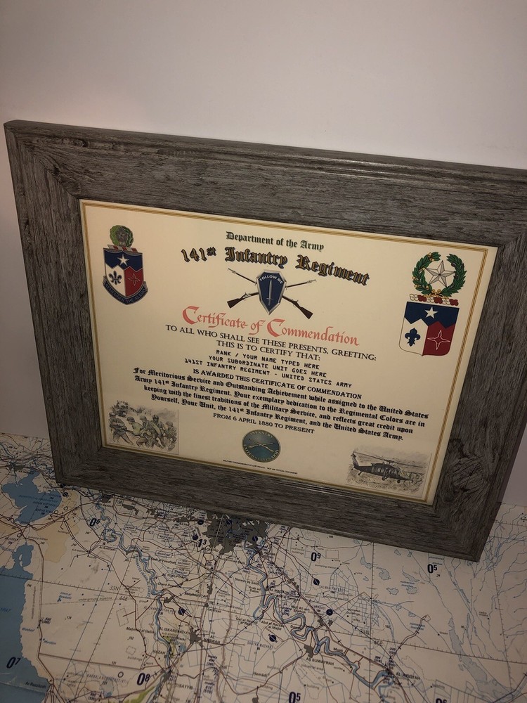 141ST INFANTRY REGIMENT / COMMEMORATIVE - CERTIFICATE OF COMMENDATION