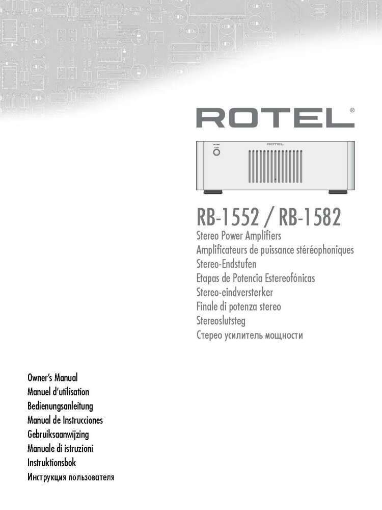 Rotel RB-1552 Amplifier Owners Manual