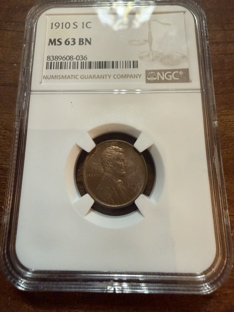 1910 S Lincoln Cent Penny NGC MS63BN