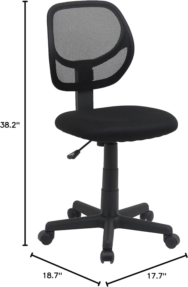 Low Back Office Chair, Breathable Mesh, Height Adjustable, Padded Seat, Rolling