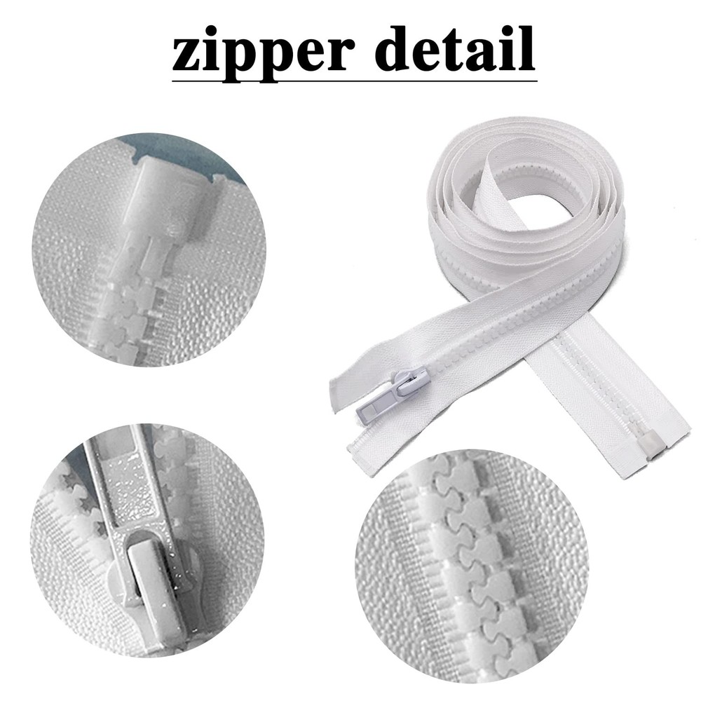 #5 29 Inch Separating Jacket Zippers 2 PCS White Molded Plastic Bulk DIY