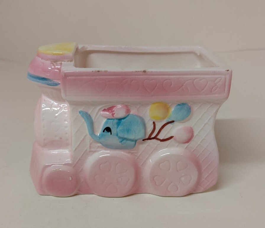 Ceramic Baby Train Planter Vase Decor