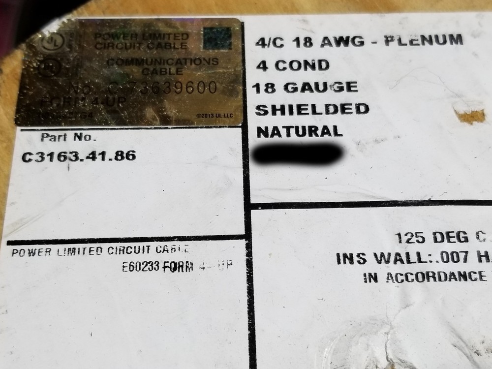 Carol C3163 18/4C Shielded Halar/PVDF Plenum Control/Communication Cable /50ft