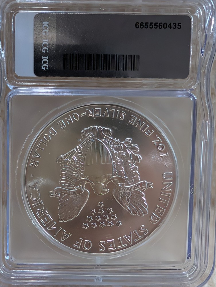 1987 * First Delivery $1 America Silver Eagle * Walking Liberty * ICG MS70