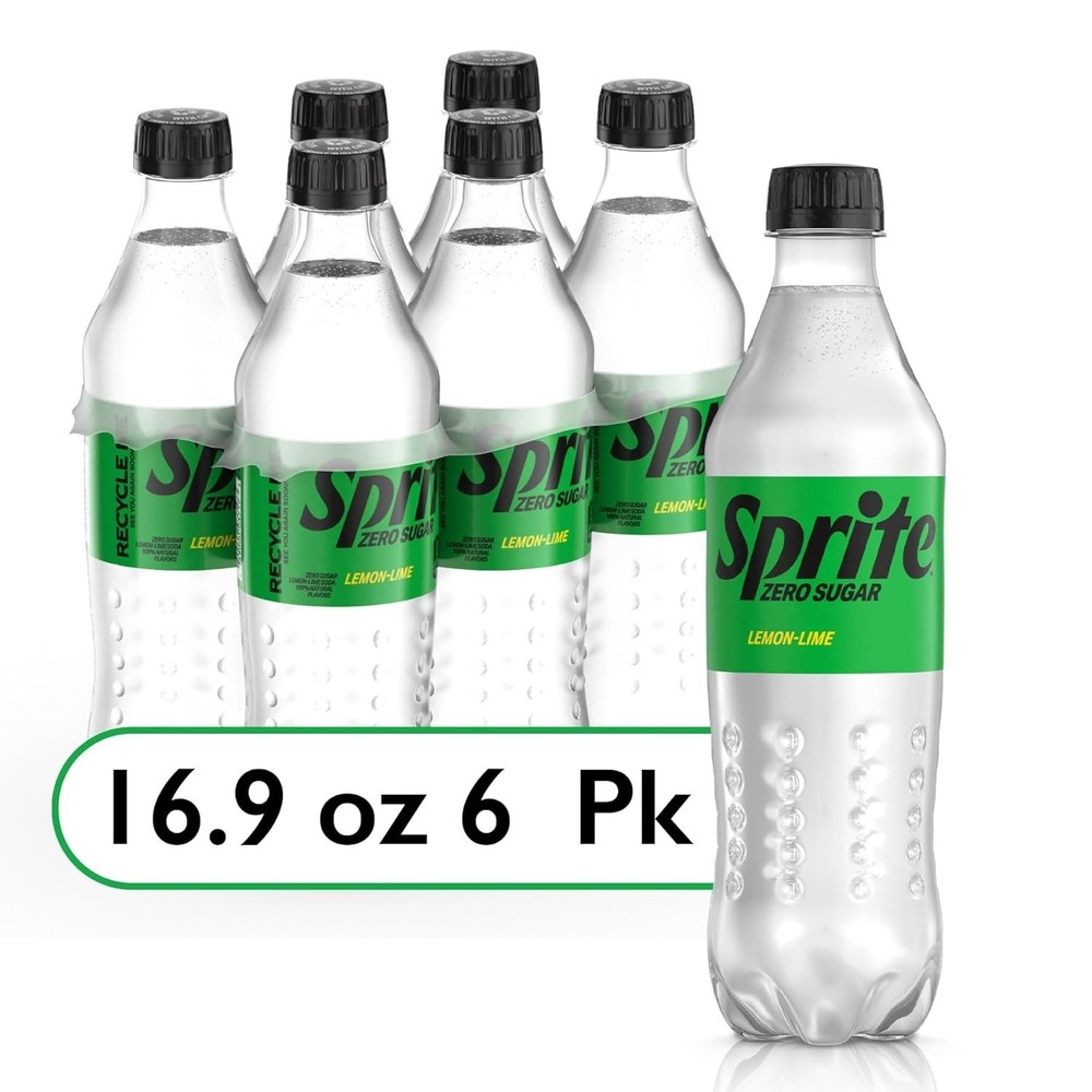 Zero Sugar Lemon Lime Diet Soda Pop Soft Drinks, 16.9 fl oz, 6 Pack
