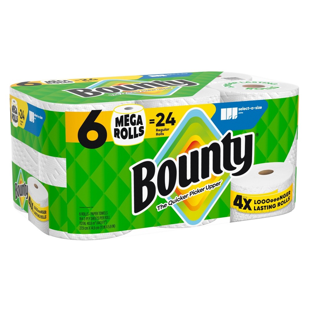 Paper Towels Select-A-Size White, 6 Mega Rolls, 164 Sheets Per Roll