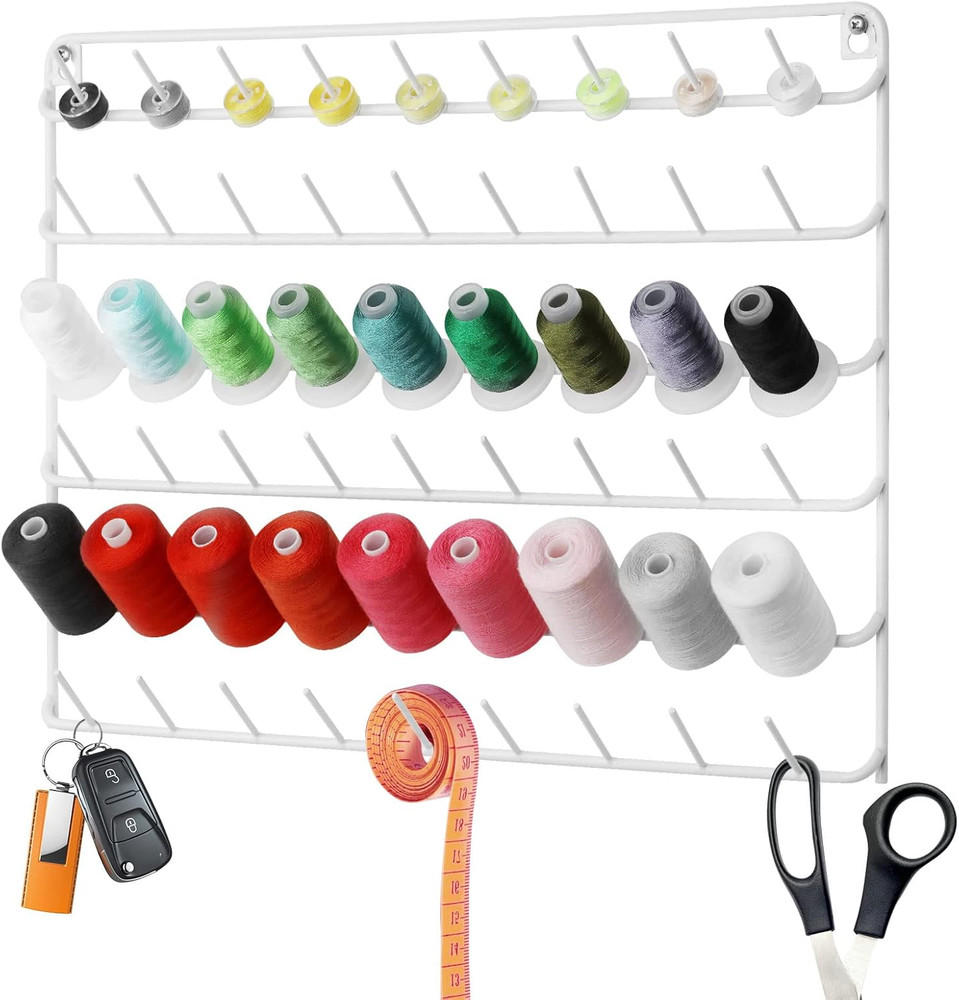 YBING Thread Holder Wall 54-Spool Sewing Thread Rack Wall Mount Embroidery Threa