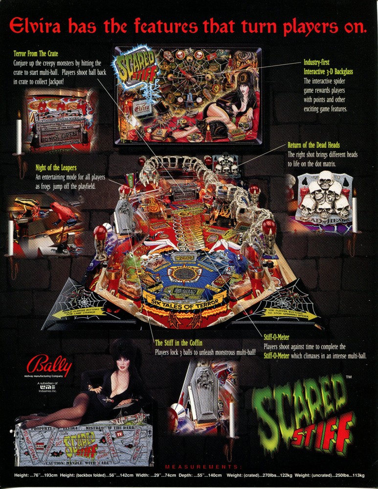Scared Stiff Bally Pinball Flyer/ Brochure / Ad - Excellent