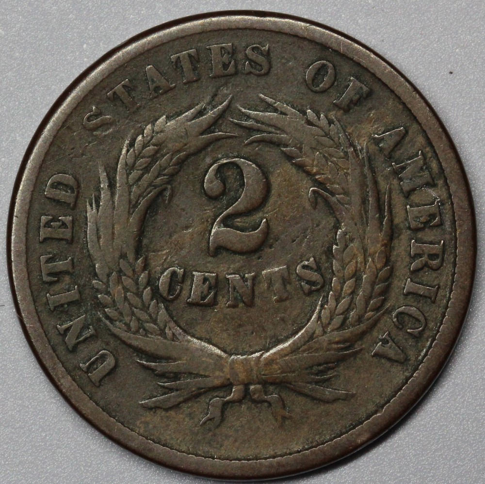 1865 2 cent piece F+