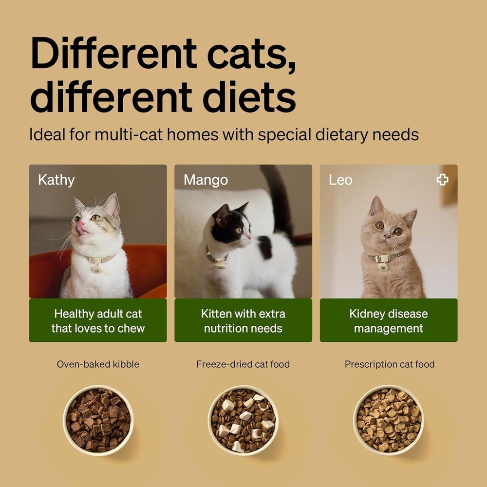 PET.LIBRO RFID Automatic WIFI App Controlled Pet Feeder, 3L, Black, Adjustable