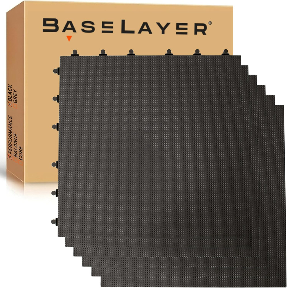 Baselayer Performance Series Interlocking Floor Tiles - Durable ½ in TPE (Rubber