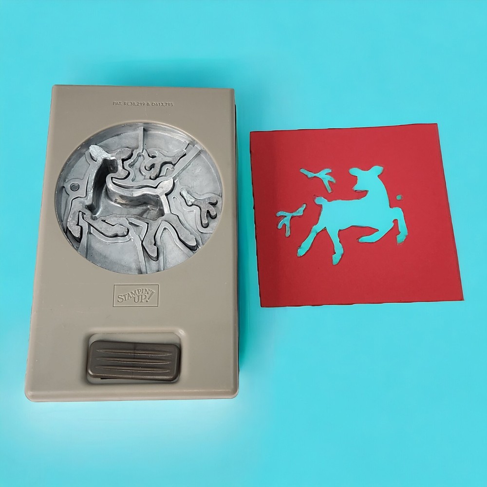 Stampin Up Flat Lock Down Punches DEER BUILDER punch Die Cut Spring Loaded Doe