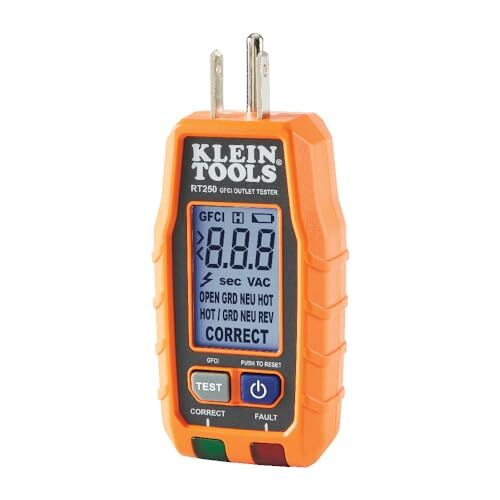 Klein Tools RT250 GFCI Receptacle Tester with LCD Display