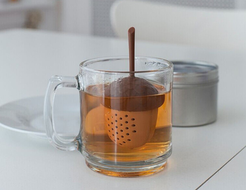 Creative Pine Cone Tea Infuser, Food Grade Silicone Tea Strainer w Long Handle
