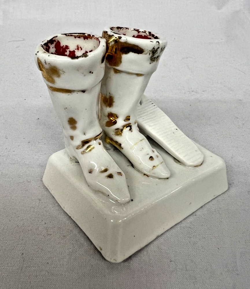 Victorian Boots & Boot Jack MATCH HOLDER & STRIKER Vintage