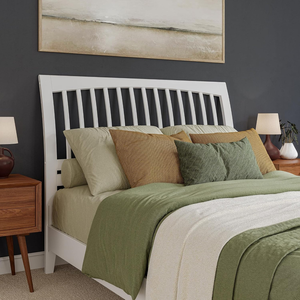 Orleans Queen Sleigh Solid Wood Headboard - Elegant White Finish