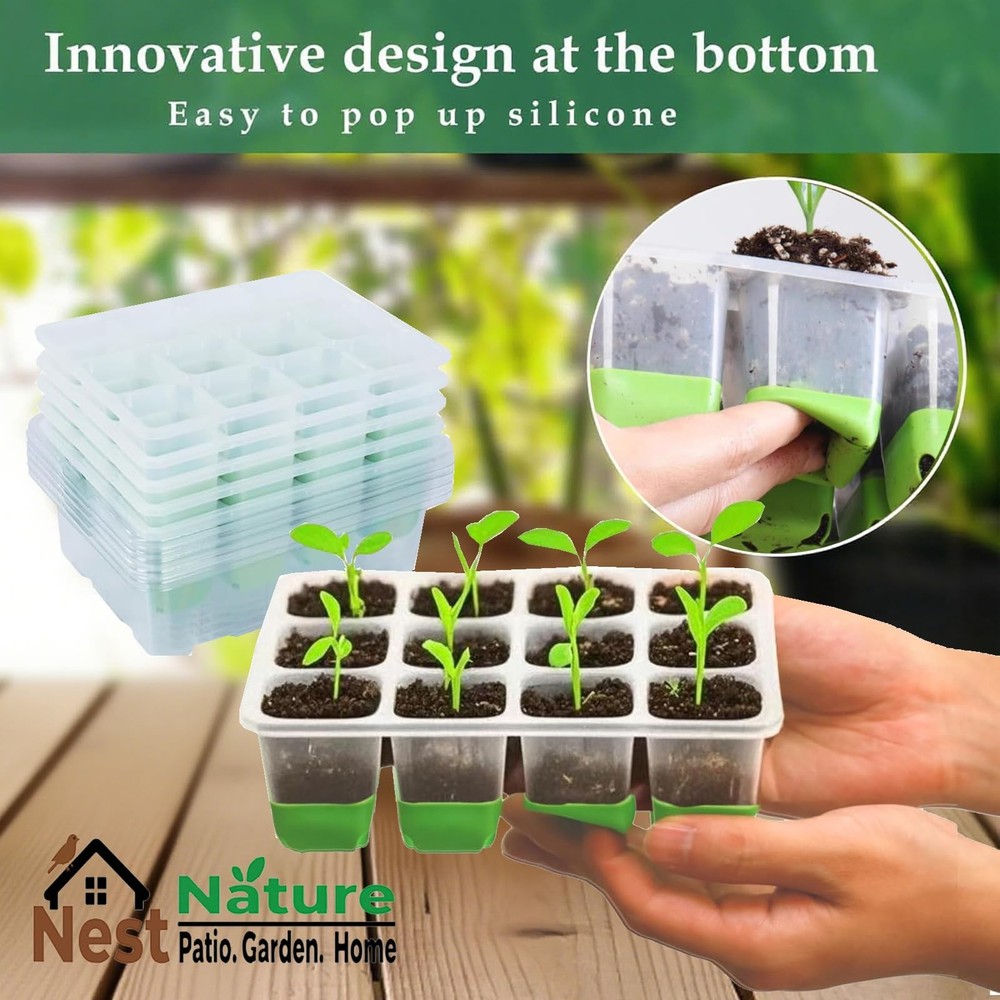 5-Pack Reusable Silicone Seed Starter Kit,Reusable 60Cell Seed Starter Trays ...