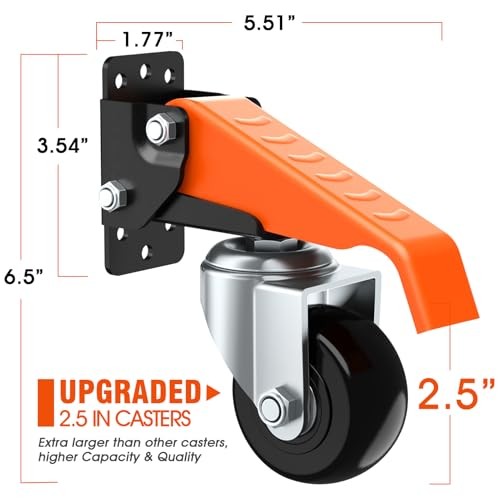 Workbench Casters Wheels Kit 720 Lbs Capacity Retractable Casters Set 720Lbs