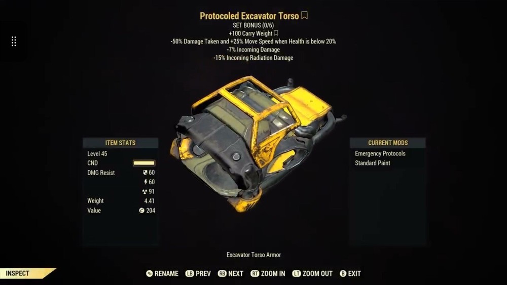 (Xbox) Excavator Power Armor (+200 Carry Weight) - Full Set Fully Modded